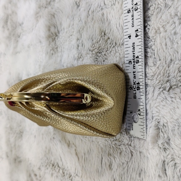 Victoria Secret Leather Metallic Gold Kisslock Mini Purse Wallet - Picture 7 of 9
